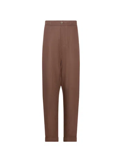 Franzese Collection Linen Trousers In Brown