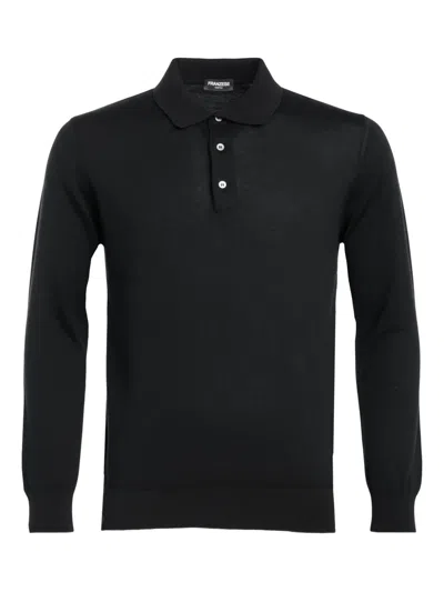 Franzese Collection Long-sleeves Polo Shirt In Black