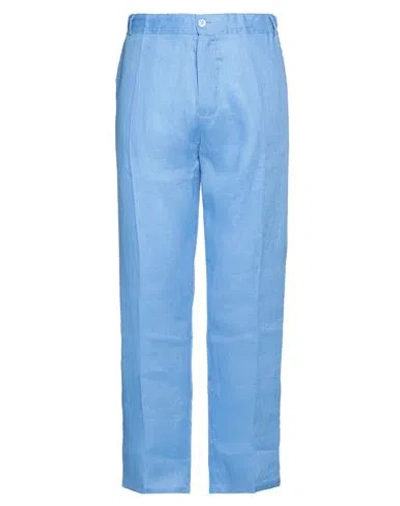 Franzese Collection Man Pants Azure Size Xxl Linen In Blue
