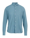 Franzese Collection Man Shirt Azure Size Xl Viscose In Blue