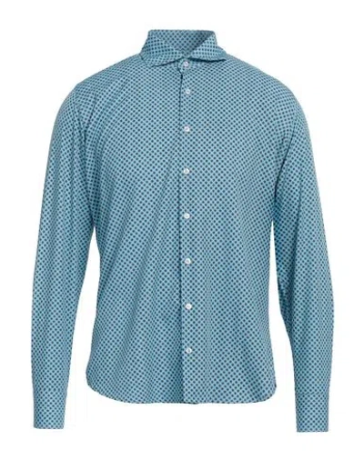 Franzese Collection Man Shirt Azure Size Xl Viscose In Blue