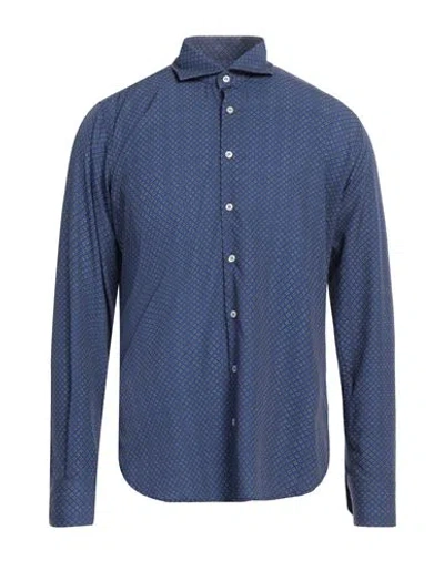 Franzese Collection Man Shirt Navy Size M Viscose In Blue