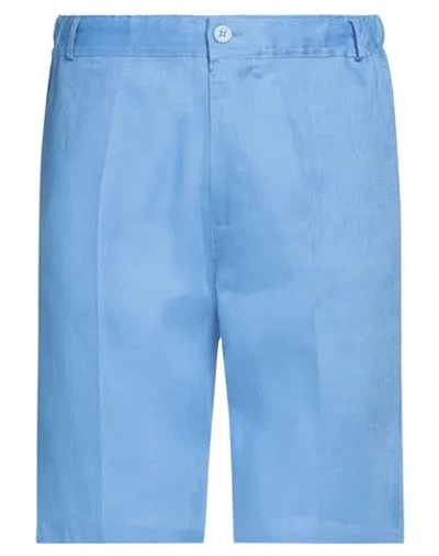 Franzese Collection Man Shorts & Bermuda Shorts Azure Size Xxl Linen In Blue