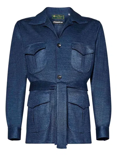 Franzese Collection Notched-lapel Four-pocket Jacket In Blue