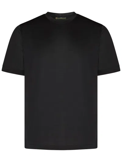 Franzese Collection Nuvola Black Cotton T-shirt With Round Neckline