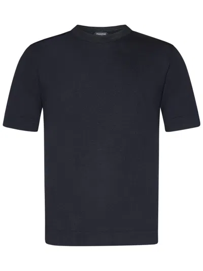 Franzese Collection Nuvola Model Silk-cashmere Blend T-shirt In Blue