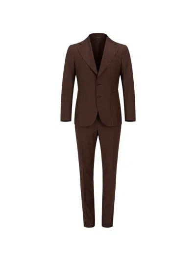 Franzese Collection Patch-pocket Single-breasted Suit In Brown