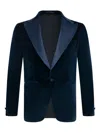 Franzese Collection Peak-lapels Velvet Blazer In Blue