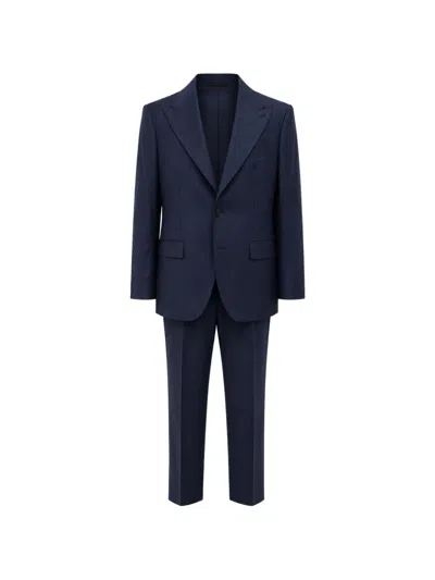 Franzese Collection Pinstripe Single-breasted Suit In Blue