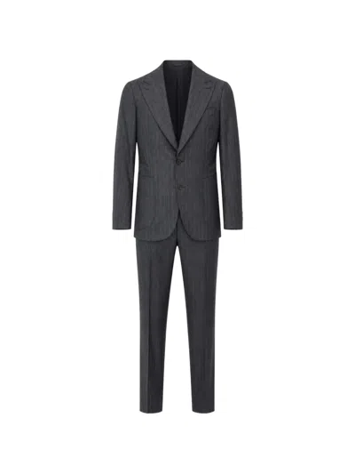 Franzese Collection Pinstripe Single-breasted Suit In Black