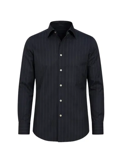Franzese Collection Pinstripe-pattern Long-sleeve Shirt In Blue