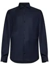 Franzese Collection Pronta Sartoria Long-sleeve Blue Shirt In Loro Piana Fabric In Blue