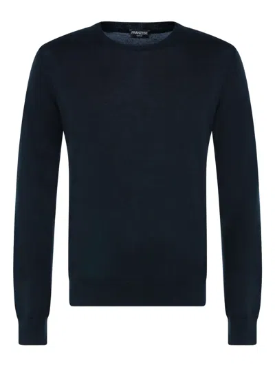 Franzese Collection Ribbed Crew-neck Sweater In Blue