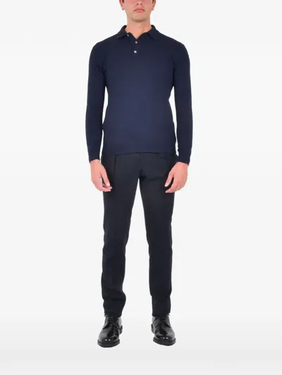 Franzese Collection Ribbed Polo Collar In Blue