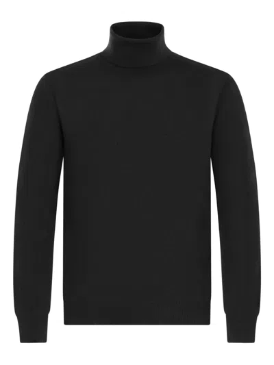 Franzese Collection Ribbed Turtleneck Sweater In Black