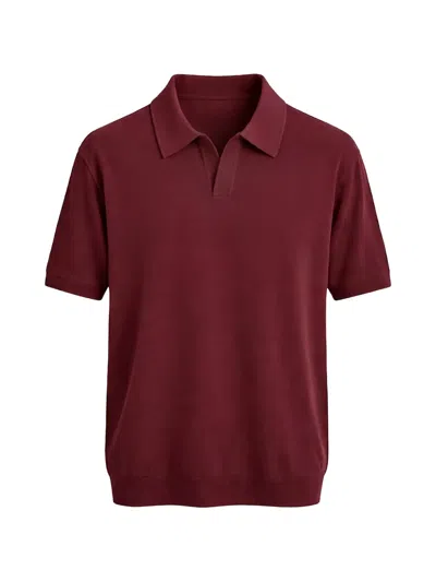 Franzese Collection Ribbed V-neck Cotton Polo Shirt In Red