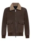 Franzese Collection Rolls Royce Detachable Collar Patch Pocket Jacket In Brown