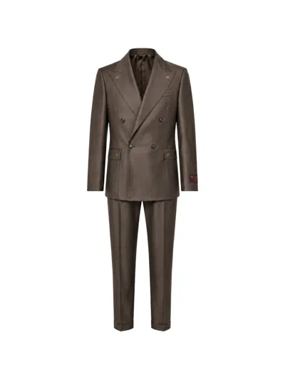 Franzese Collection Rolls Royce Double-breasted Suit In Brown