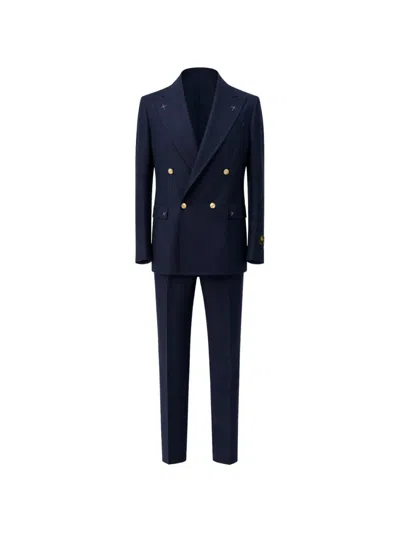 Franzese Collection Rolls Royce Double-breasted Wool Suit In Blue