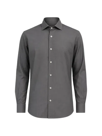 Franzese Collection Rolls Royce Long-sleeve Cotton Shirt In Gray