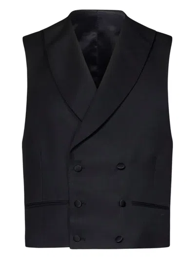 Franzese Collection Satin-detail Single-breasted Suit (set Of Three) In Black