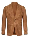 Franzese Collection Shawl-collar Patch-pocket Leather Jacket In Brown