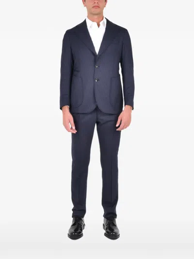 Franzese Collection Single-breasted Pinstripe Blazer In Blue