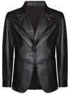 Franzese Collection Kangaroo Leather Single-breasted Blazer In Black