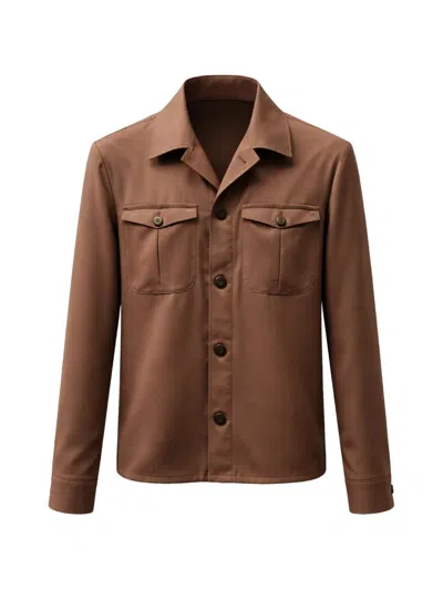 Franzese Collection Stefano De Martino Bellows-pocket Shirt Jacket In Brown