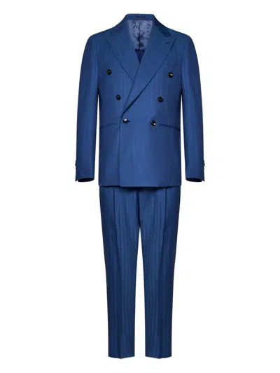 Franzese Collection Stefano De Martino Double-breasted Suit In Blue