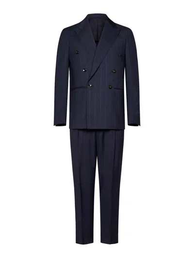 Franzese Collection Stefano De Martino Double-breasted Suit In Blue