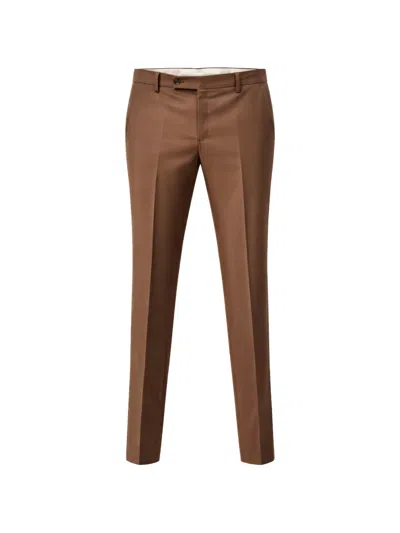 Franzese Collection Stefano De Martino Flat-front Welt Trousers In Brown