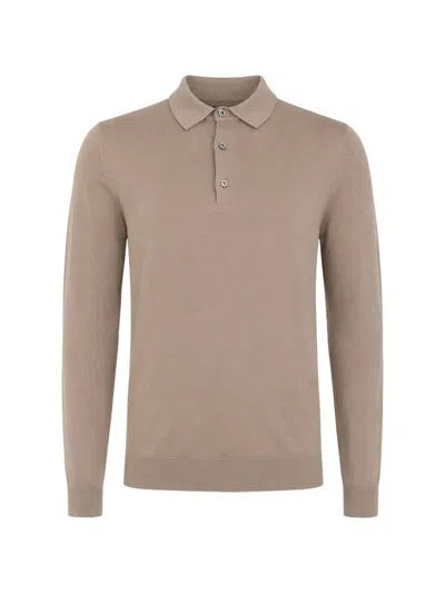 Franzese Collection Stefano De Martino Long-sleeve Polo Shirt In Brown