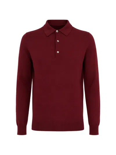 Franzese Collection Stefano De Martino Long-sleeve Polo Shirt In Burgundy