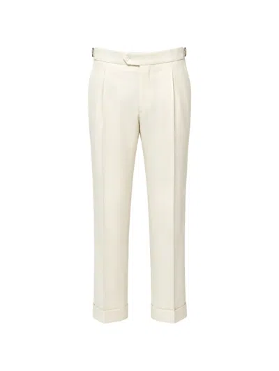 Franzese Collection Stefano De Martino Pleated Virgin Wool Trousers In Neutral