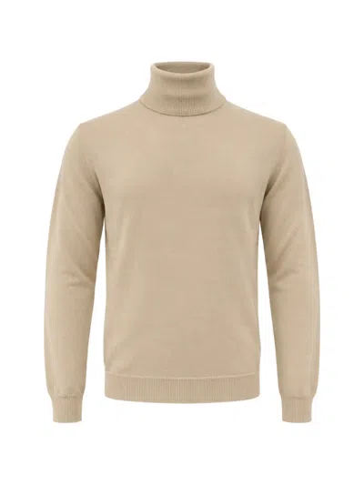 Franzese Collection Stefano De Martino Ribbed Turtleneck Sweater In Neutral