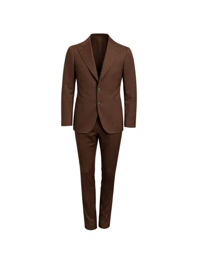 Franzese Collection Stefano De Martino Single-breasted Suit In Brown