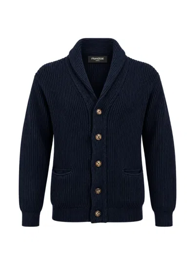 Franzese Collection Steve Mcqueen Ribbed Cardigan In Blue