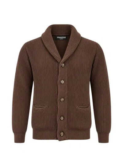 Franzese Collection Steve Mcqueen Ribbed Cardigan In Brown