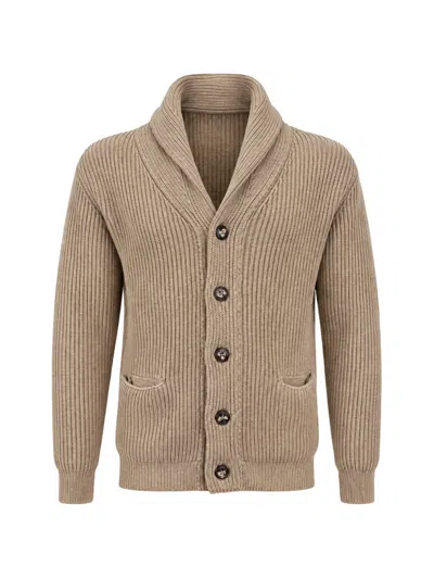 Franzese Collection Steve Mcqueen Ribbed Cardigan In Neutral