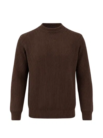 Franzese Collection Steve Mcqueen Ribbed-knit Crew-neck Sweater In Brown