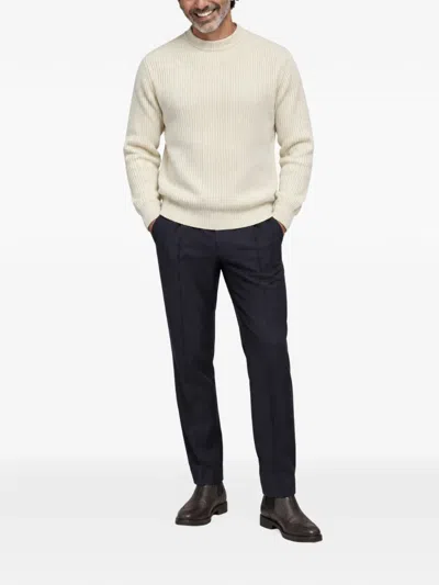 Franzese Collection Steve Mcqueen Ribbed-knit Crew-neck Sweater In Neutral
