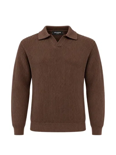 Franzese Collection Steve Mcqueen Ribbed-knit V-neck Sweater In Brown