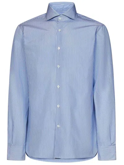 Franzese Collection Cotton Fabric Striped Shirt In Blue
