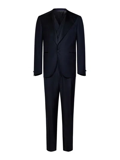 Franzese Collection Double-breasted Tuxedo In Luxurious Blue Wool