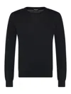 Franzese Collection Ribbed Crew Neck Sweater In Black