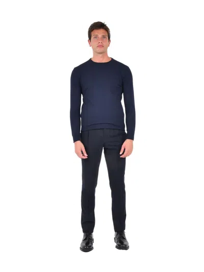 Franzese Collection Ribbed Crew-neck Sweater In Blue