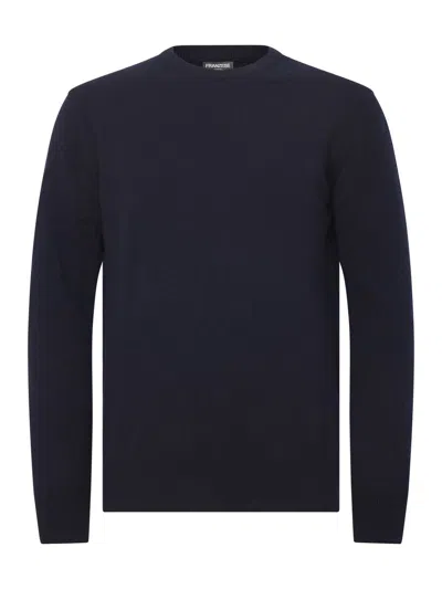 Franzese Collection Ribbed Crew-neck Sweater In Black