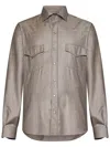 Franzese Collection Tailored Beige Western Shirt With Classic Design In Gray