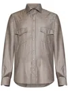Franzese Collection Tailored Beige Western Shirt With Classic Design In Multi